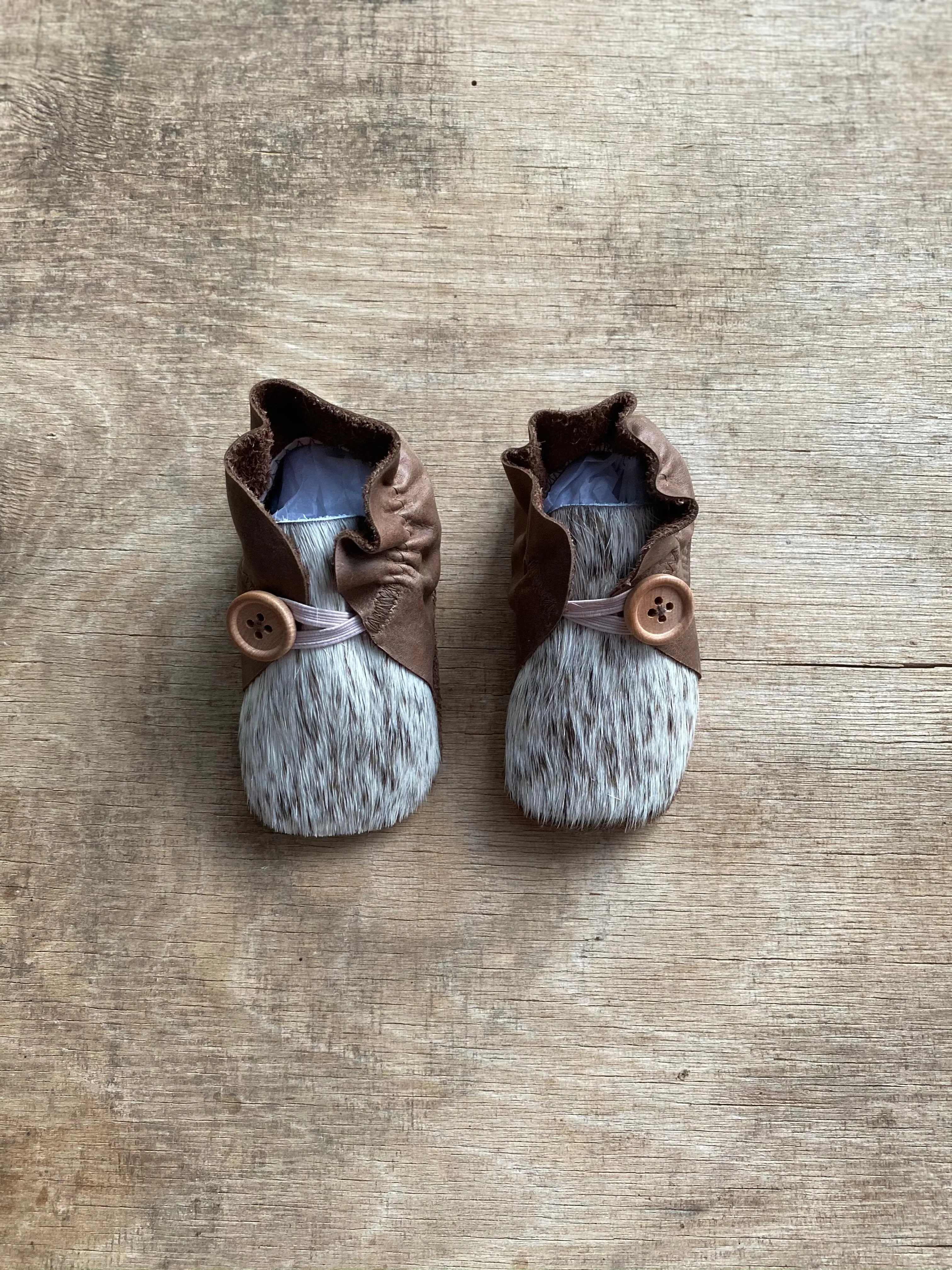 Button Bootie - Brown & Cowhide