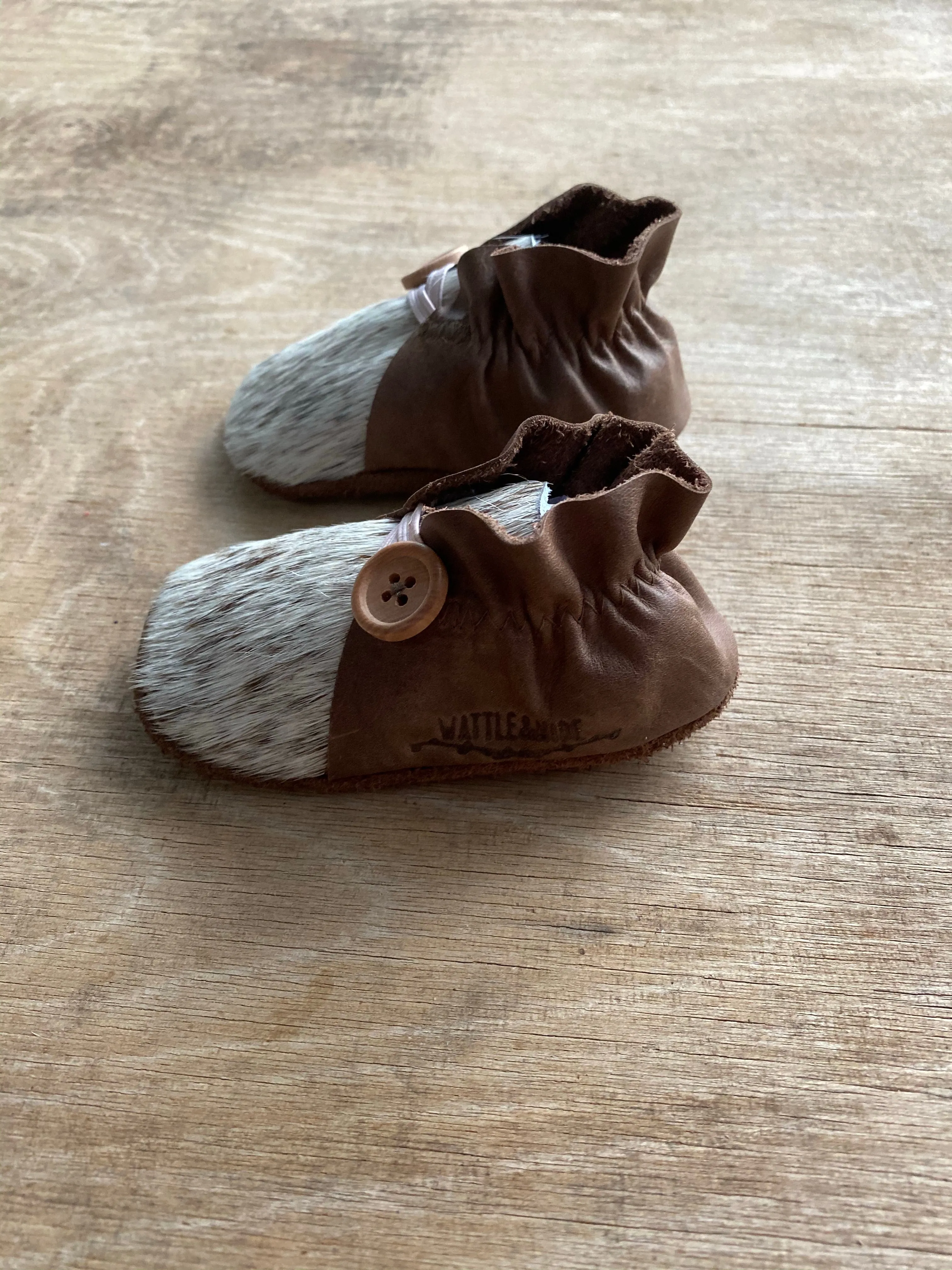 Button Bootie - Brown & Cowhide