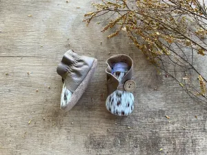 Button Bootie - Mink & Cowhide