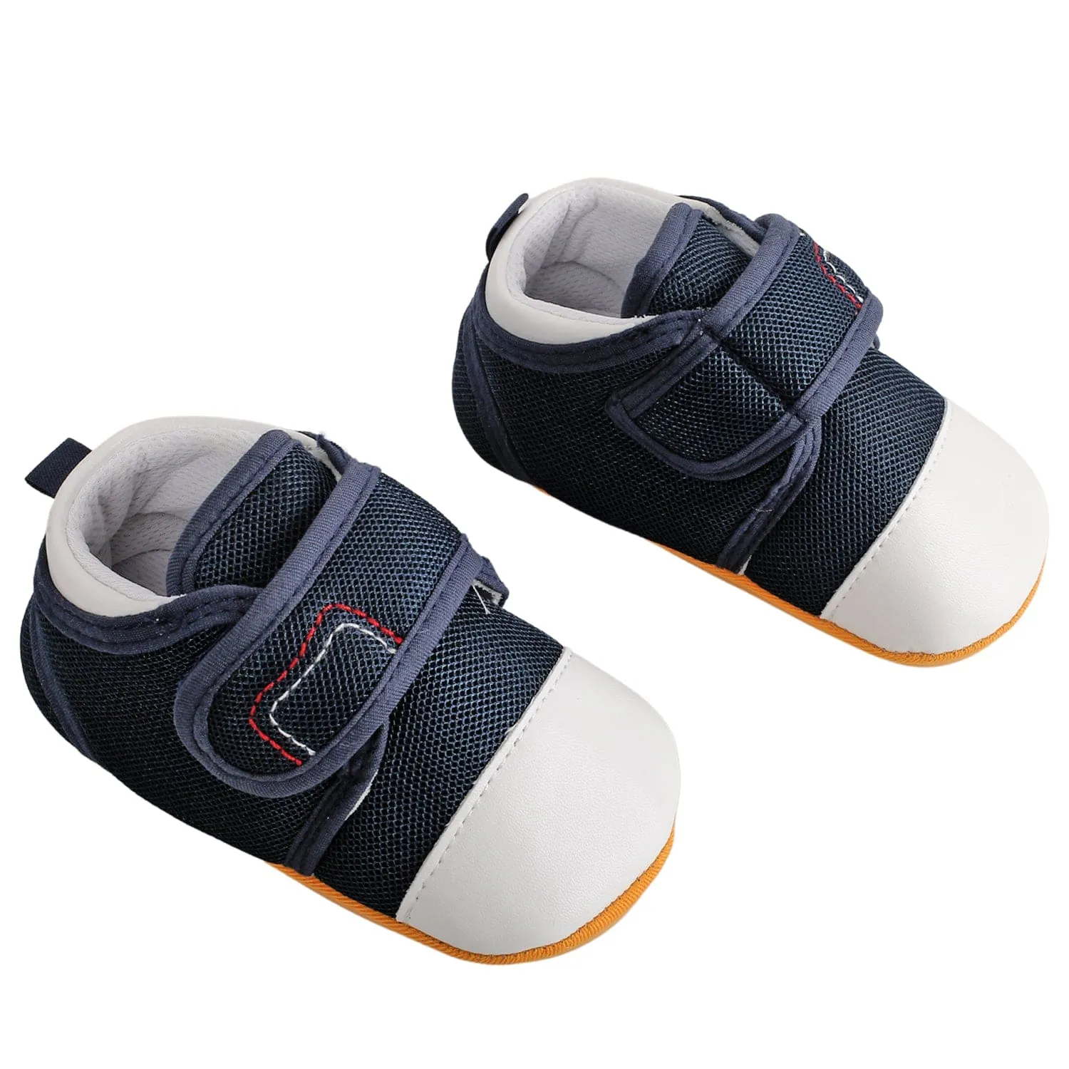 Casual Blue And White Velcro Booties