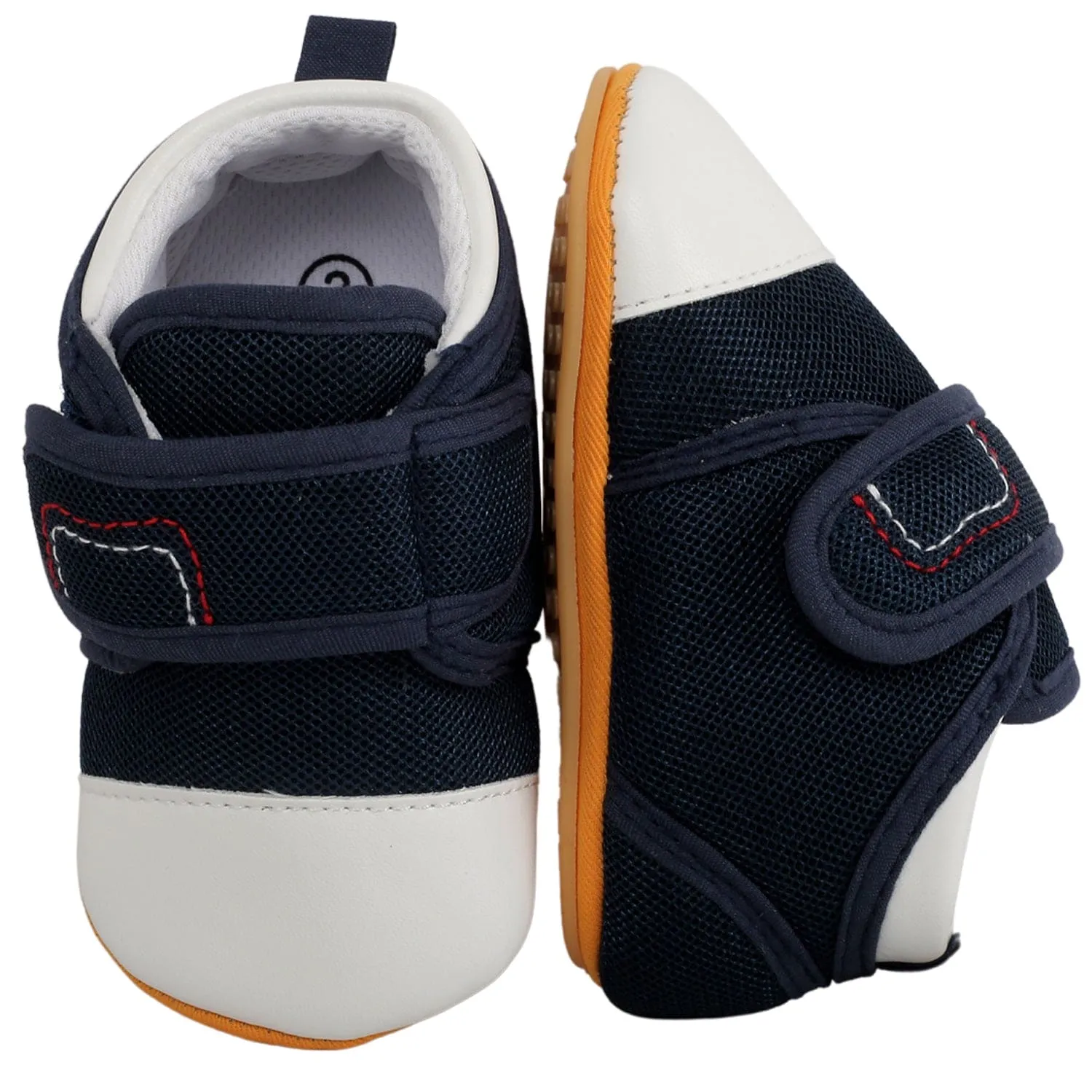 Casual Blue And White Velcro Booties