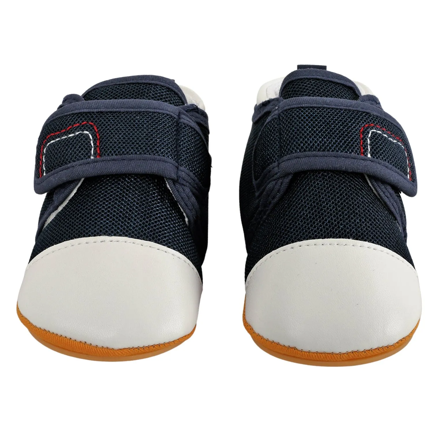 Casual Blue And White Velcro Booties