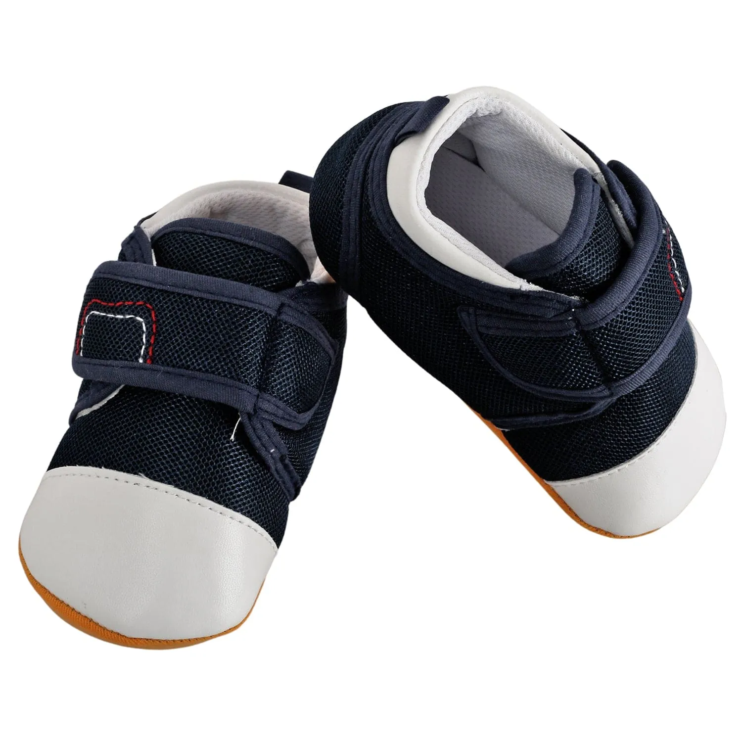 Casual Blue And White Velcro Booties