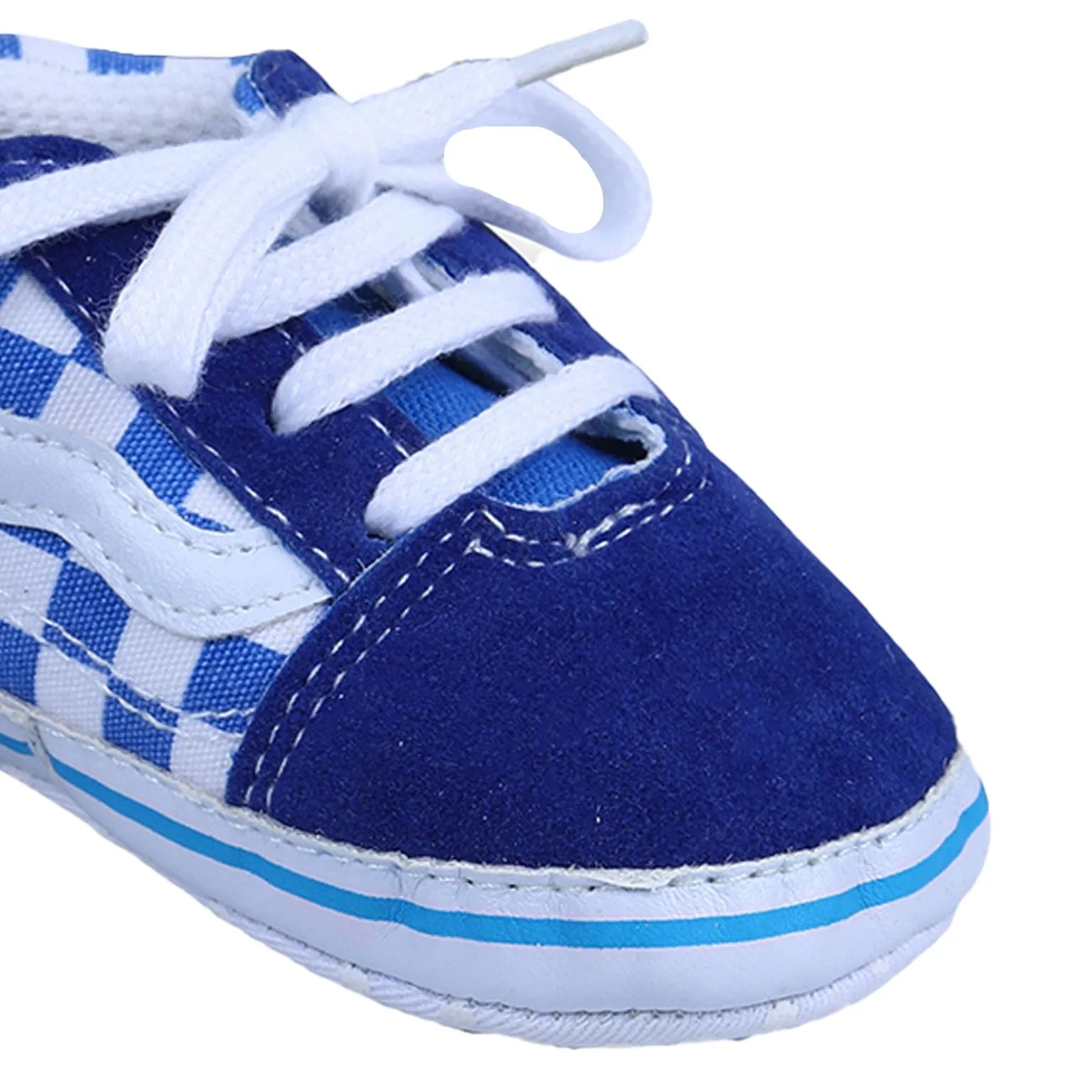Checkered Lace-Up Casual Soft Sole Anti-Slip Sneaker Booties - Blue
