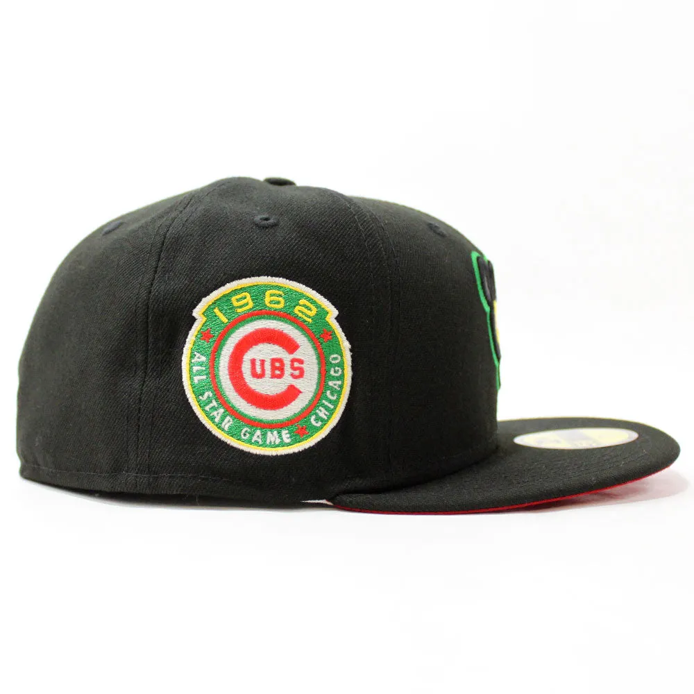 Chicago Cubs 1962 All-Star Game New Era 59Fifty Fitted Hat (Glow in the Dark Black Yellow Red Under Brim)