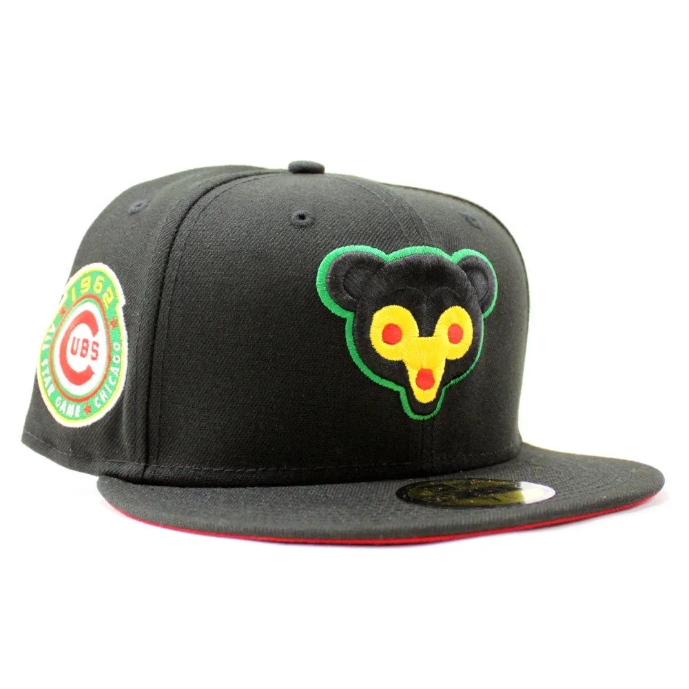 Chicago Cubs 1962 All-Star Game New Era 59Fifty Fitted Hat (Glow in the Dark Black Yellow Red Under Brim)