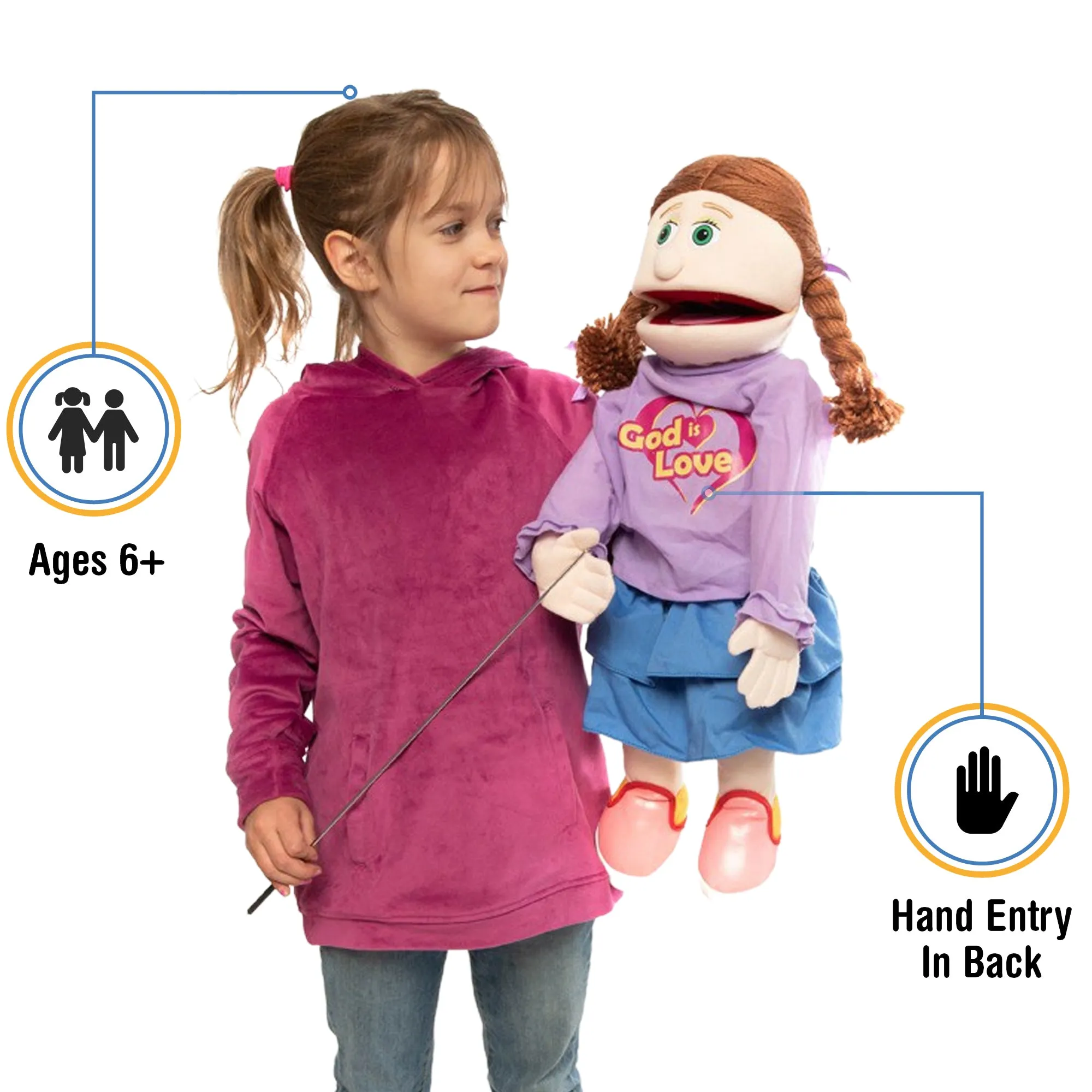 Christian Girl Puppet, God Is Love Shirt (25")