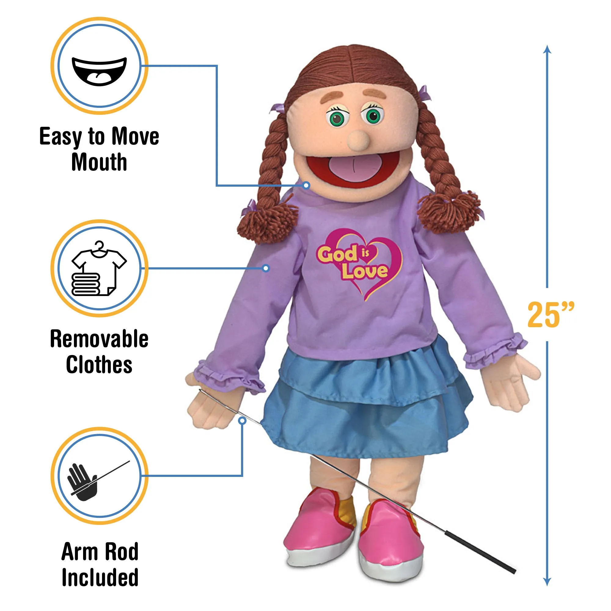 Christian Girl Puppet, God Is Love Shirt (25")