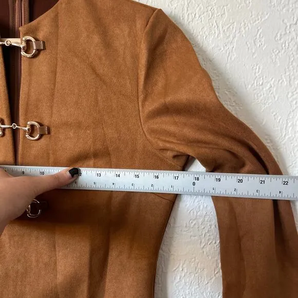 Commense Vegan Suede Metal Detail Long Sleeve Mini Dress S NWT