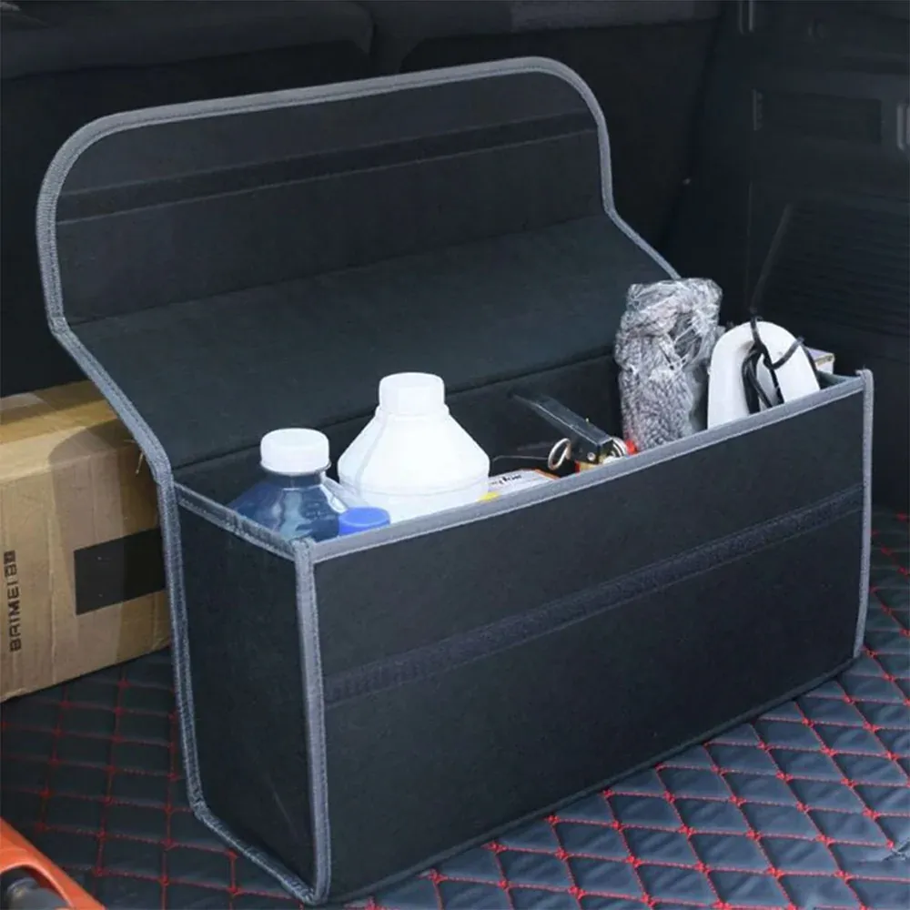 Custom Text For Soft Felt Car Bag Organizer, Compatible with All Cars, Folding Car Storage Box Non Slip Fireproof Car Trunk Organizer SA12990