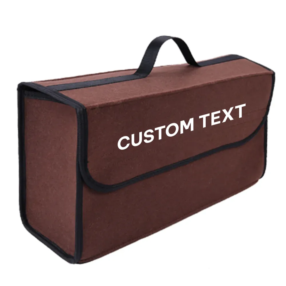Custom Text For Soft Felt Car Bag Organizer, Compatible with All Cars, Folding Car Storage Box Non Slip Fireproof Car Trunk Organizer SA12990