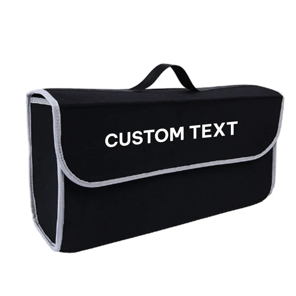 Custom Text For Soft Felt Car Bag Organizer, Compatible with All Cars, Folding Car Storage Box Non Slip Fireproof Car Trunk Organizer SA12990