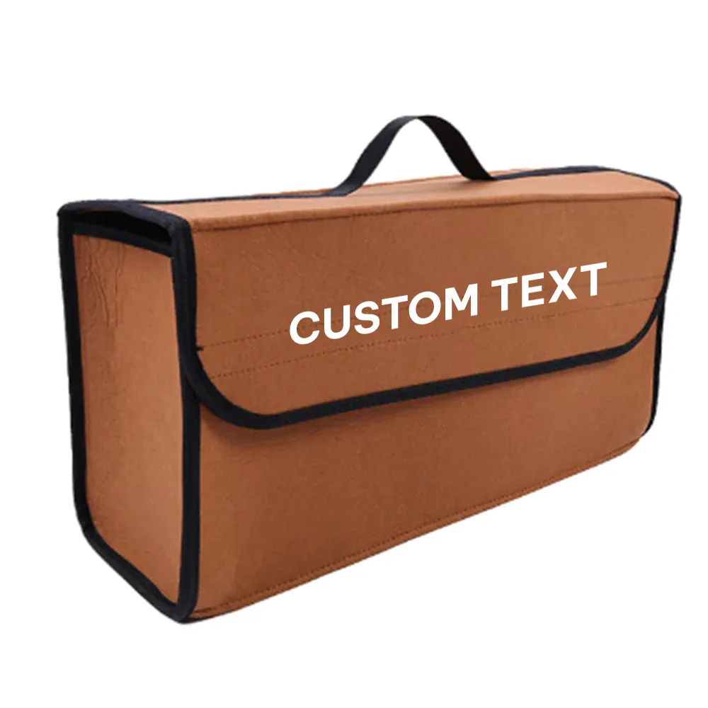 Custom Text For Soft Felt Car Bag Organizer, Compatible with All Cars, Folding Car Storage Box Non Slip Fireproof Car Trunk Organizer SA12990