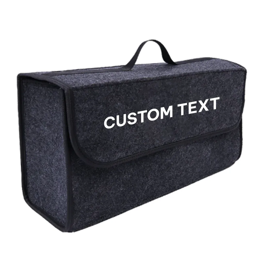 Custom Text For Soft Felt Car Bag Organizer, Compatible with All Cars, Folding Car Storage Box Non Slip Fireproof Car Trunk Organizer SA12990
