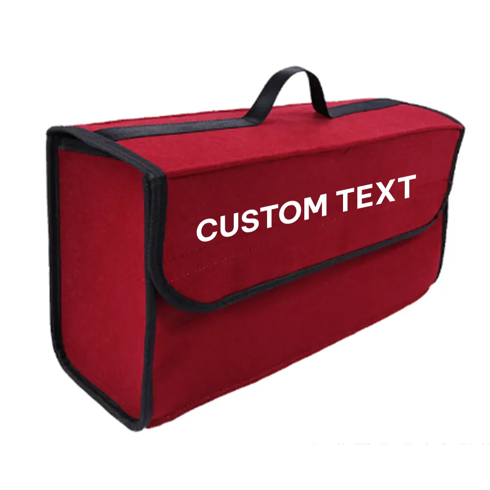 Custom Text For Soft Felt Car Bag Organizer, Compatible with All Cars, Folding Car Storage Box Non Slip Fireproof Car Trunk Organizer SA12990