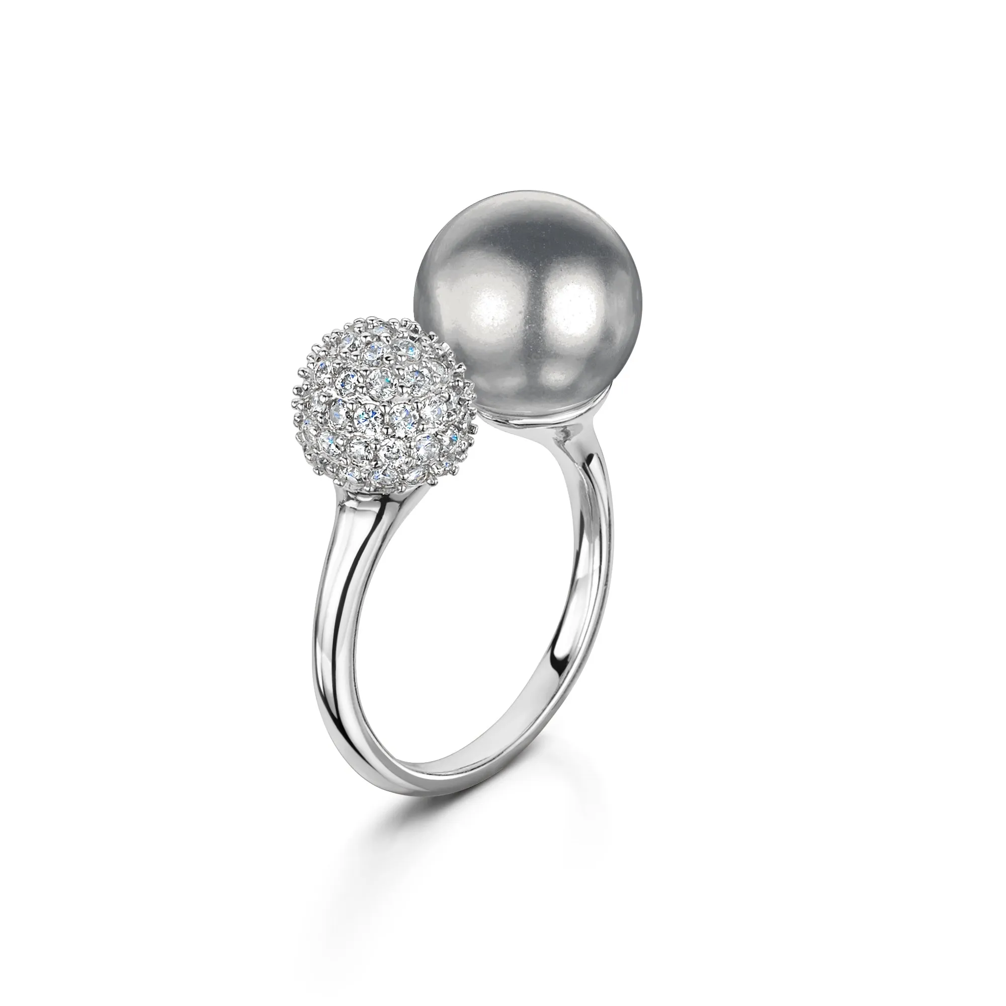 Dianna Double Ball Ring - Grey/Rhodium