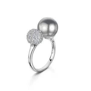 Dianna Double Ball Ring - Grey/Rhodium