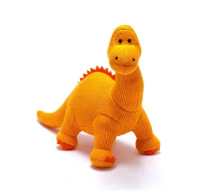 Diplodocus Knitted Baby Rattle Orange
