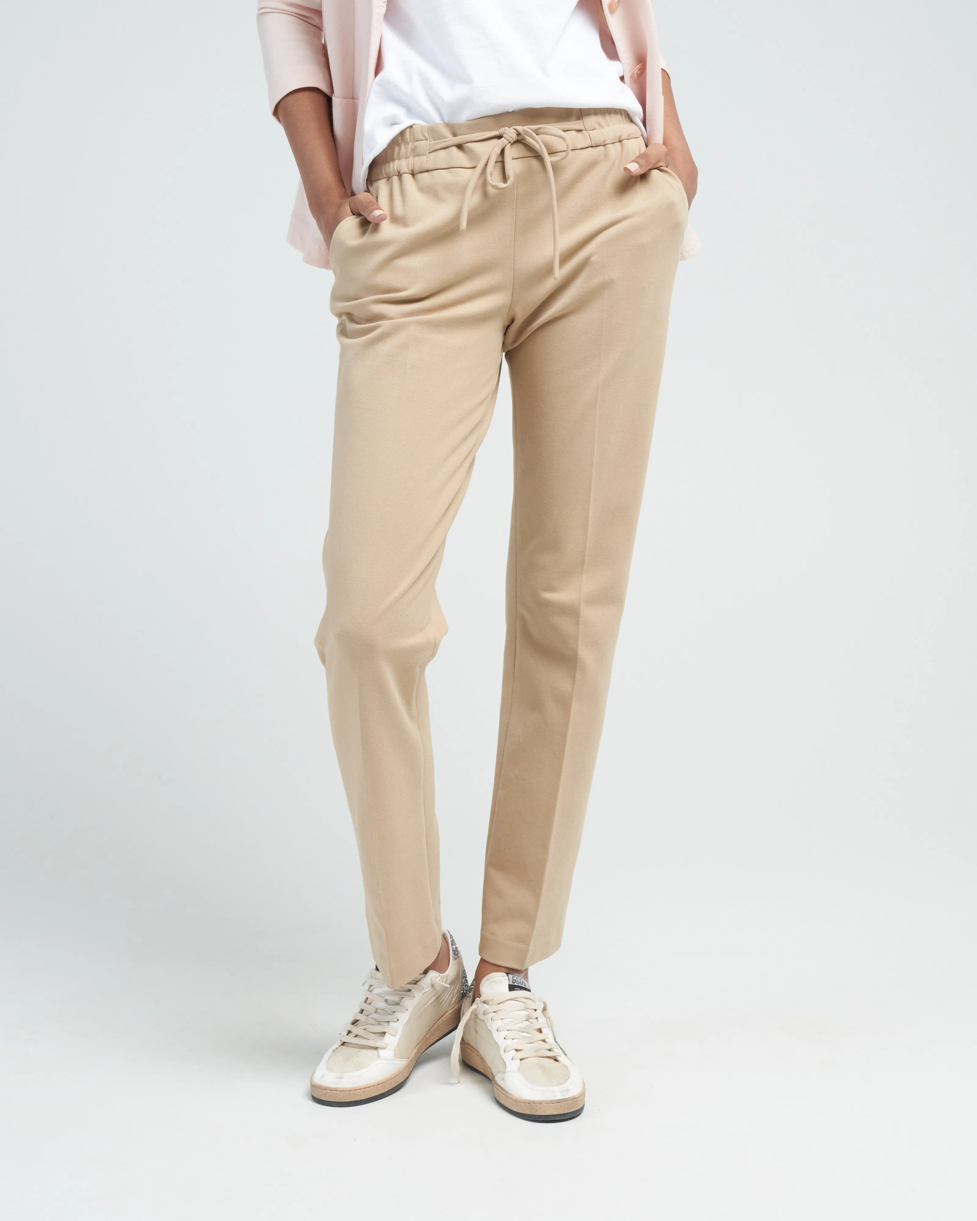 drawstring piquet pant - angora