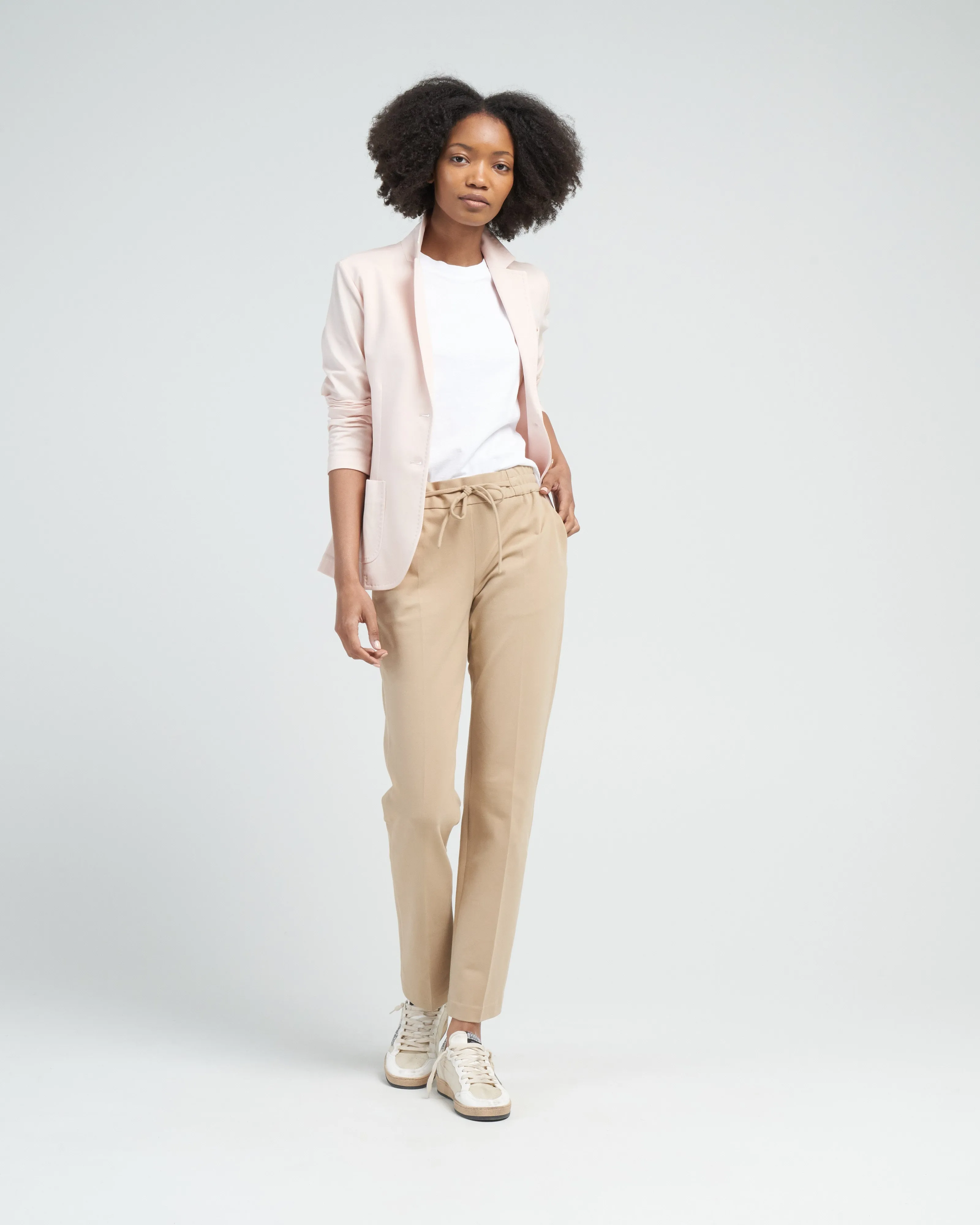 drawstring piquet pant - angora