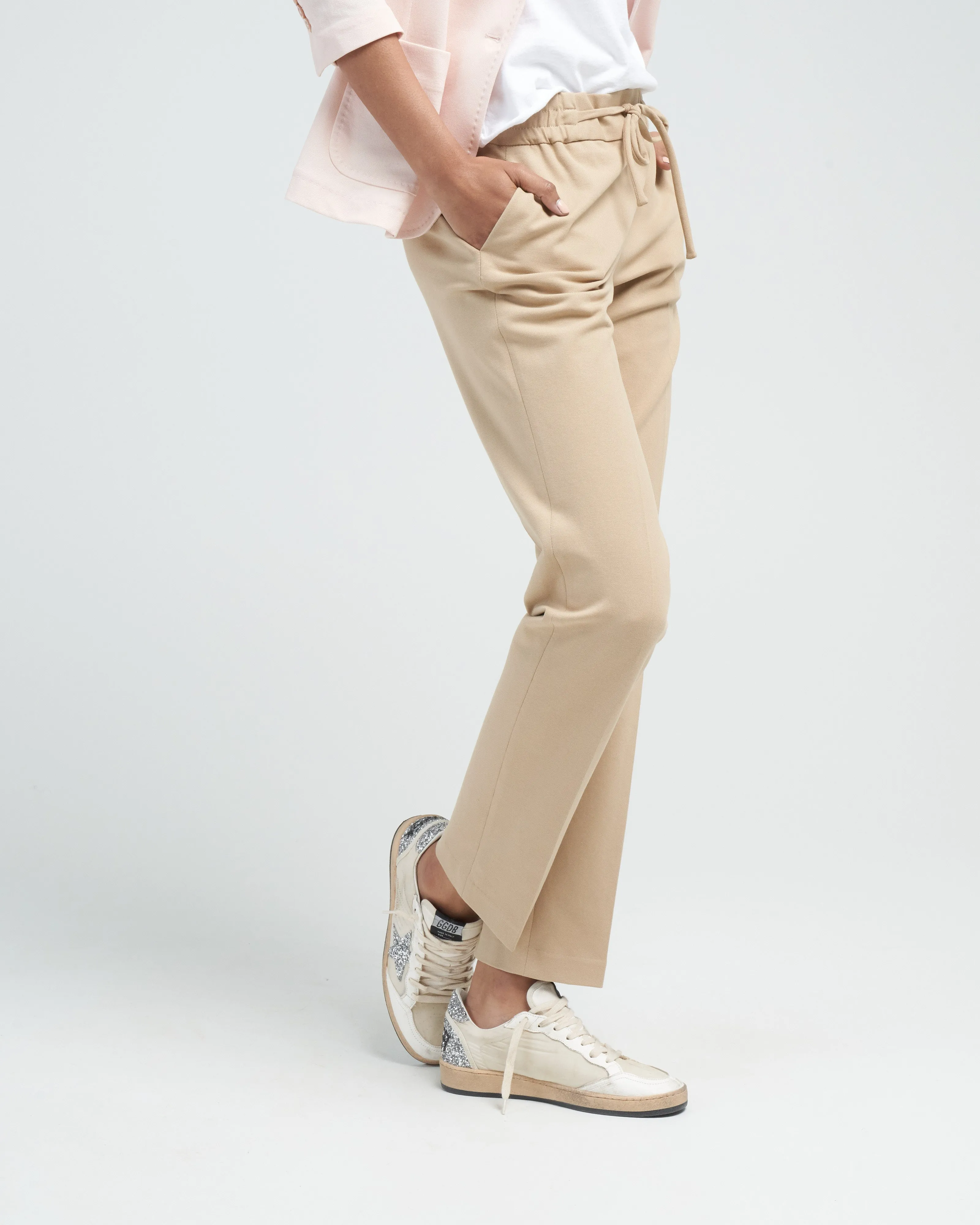 drawstring piquet pant - angora