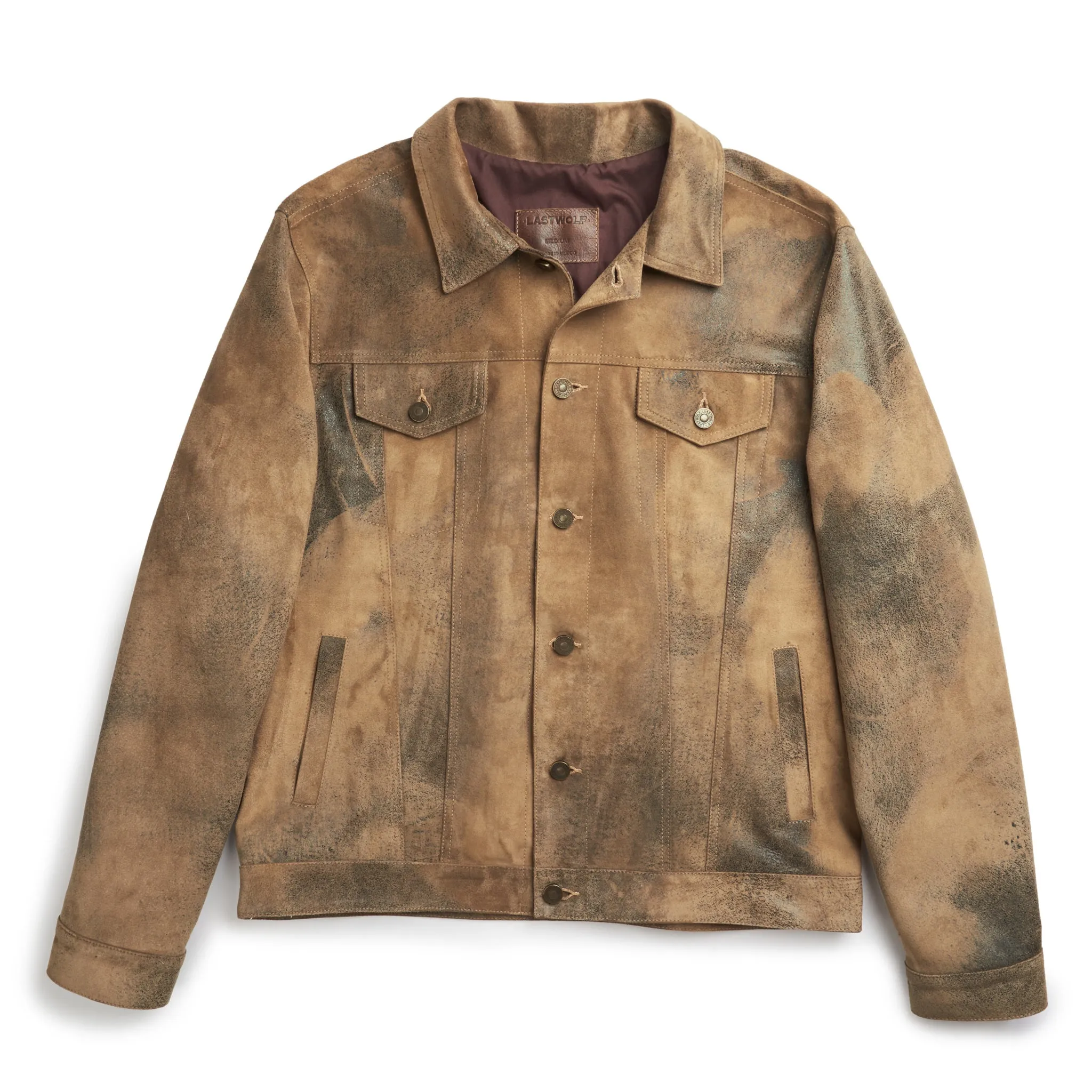 ELBERT BUTTON UP SUEDE JACKET - CAPPUCCINO