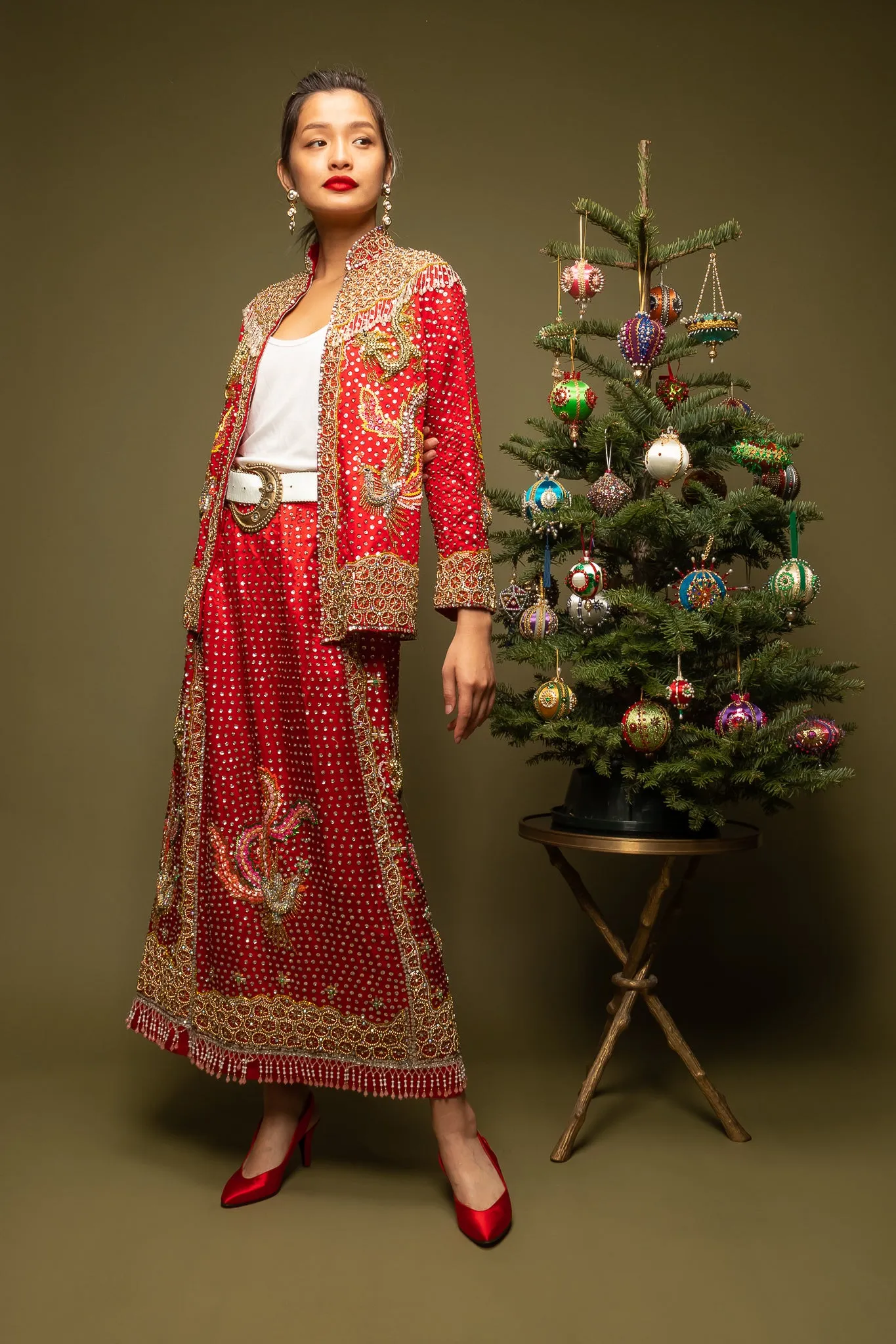Embellished Chinese Phoenix & Dragon Skirt