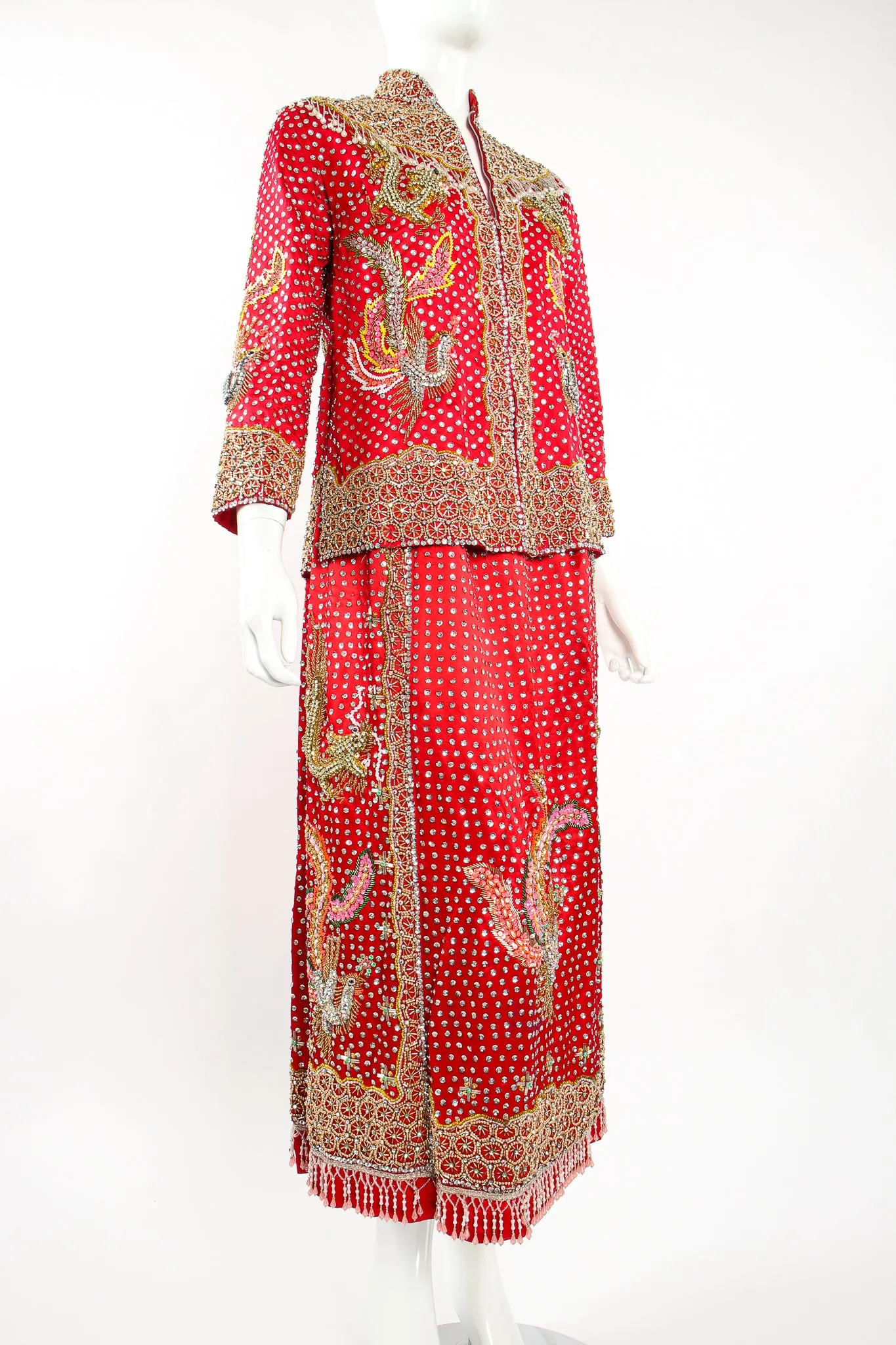 Embellished Chinese Phoenix & Dragon Skirt