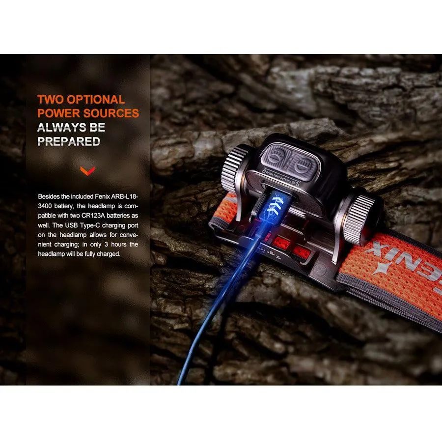 Fenix HM65R-T V2.0 Trail Running USB Rechargeable Headtorch - Dark Purple