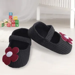 Floral Applique Black And Red Booties