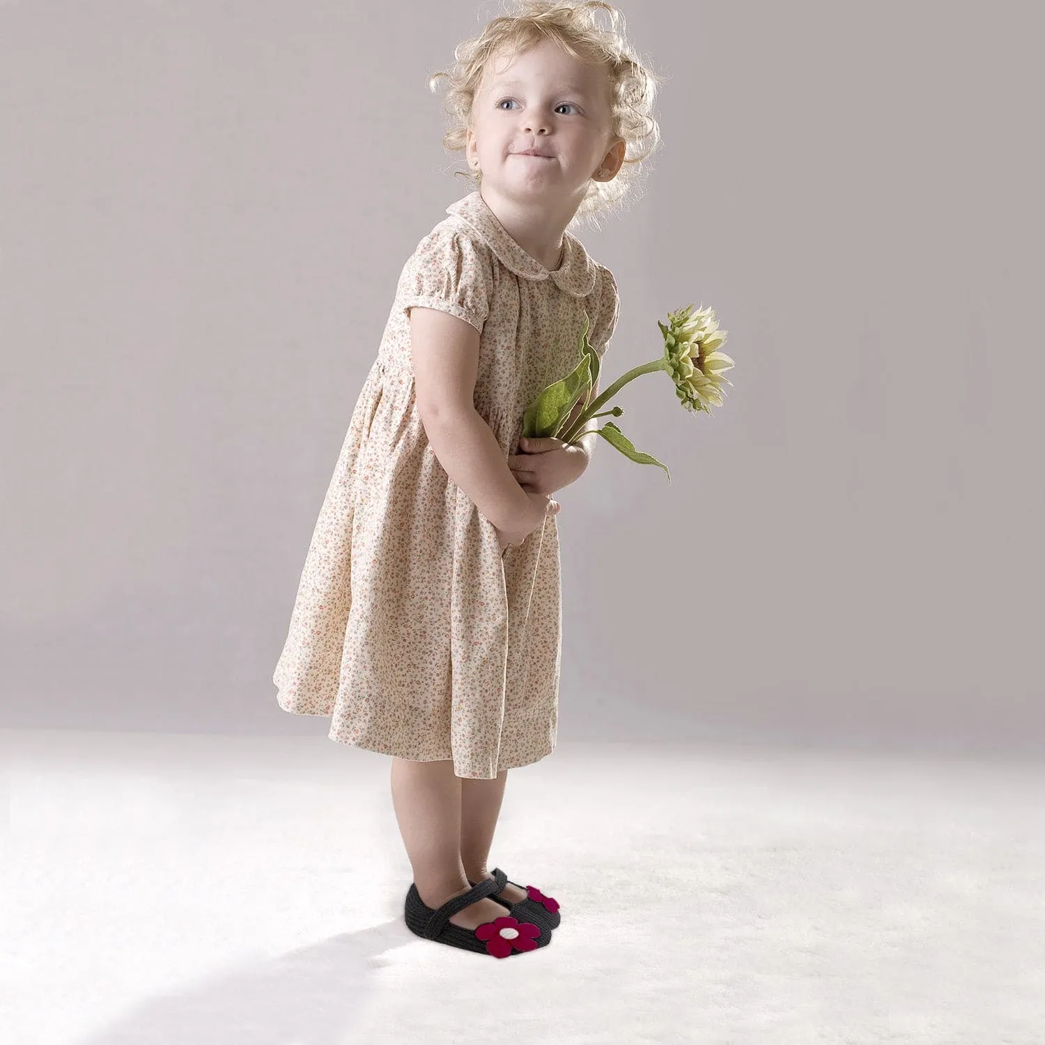 Floral Applique Black And Red Booties