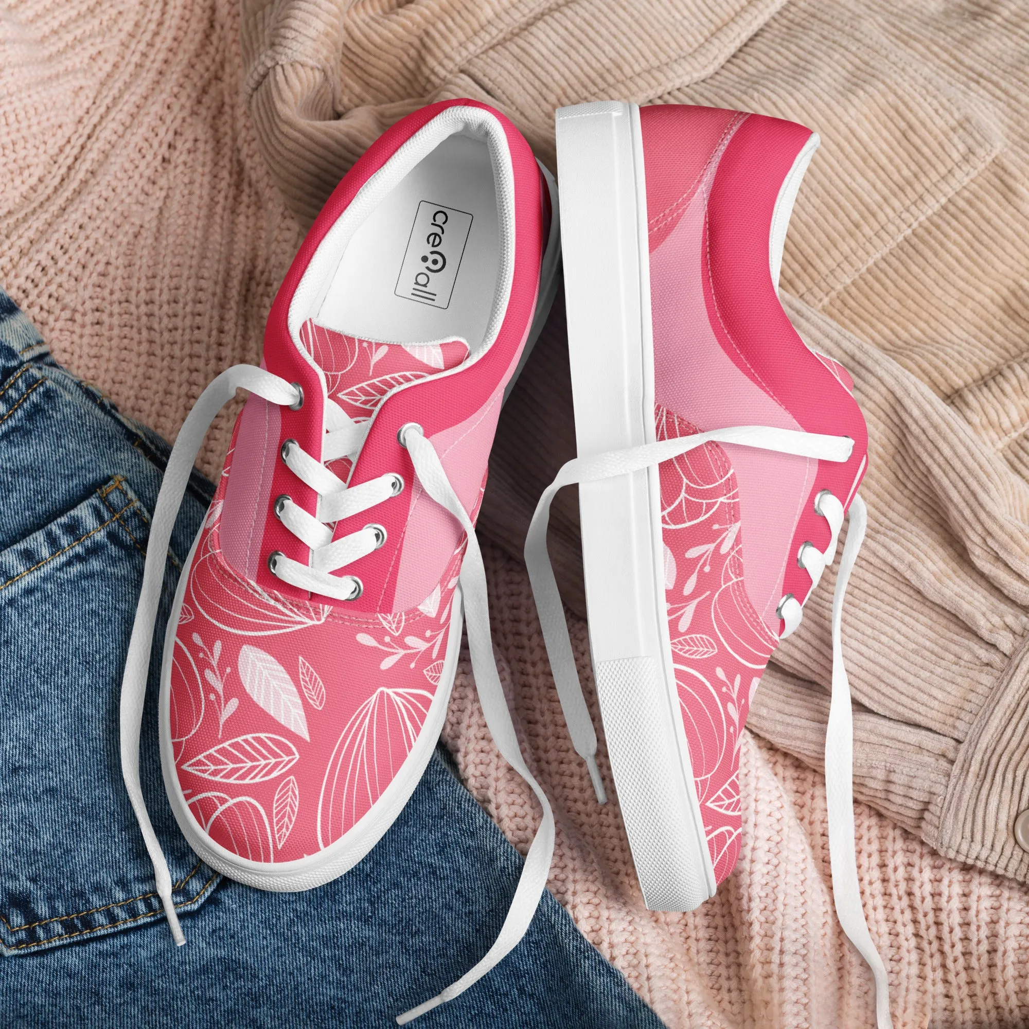 Floral Bliss Women's Lace-Up Canvas Sneakers