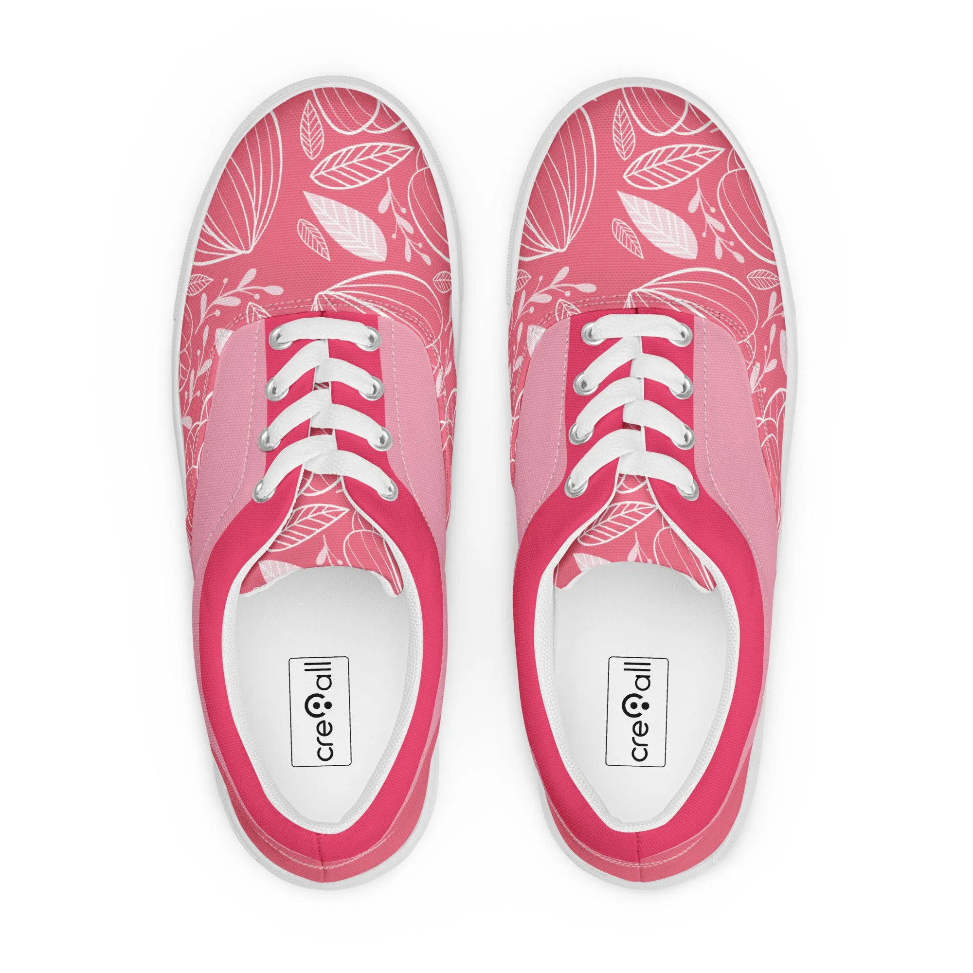 Floral Bliss Women's Lace-Up Canvas Sneakers