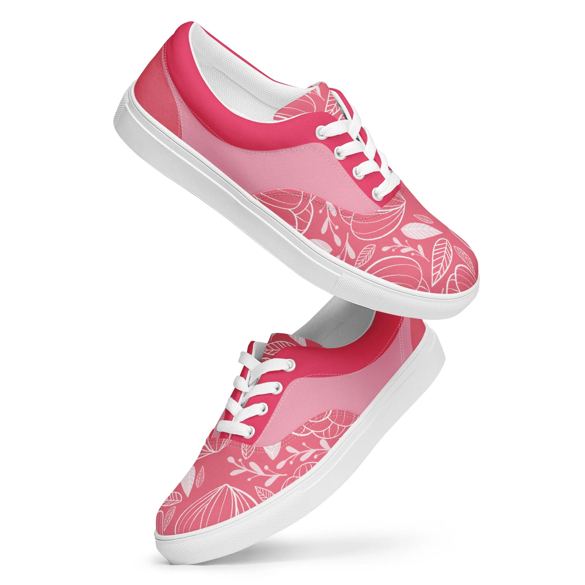 Floral Bliss Women's Lace-Up Canvas Sneakers