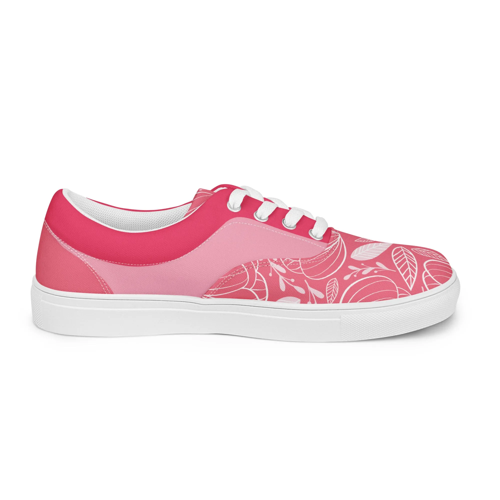Floral Bliss Women's Lace-Up Canvas Sneakers