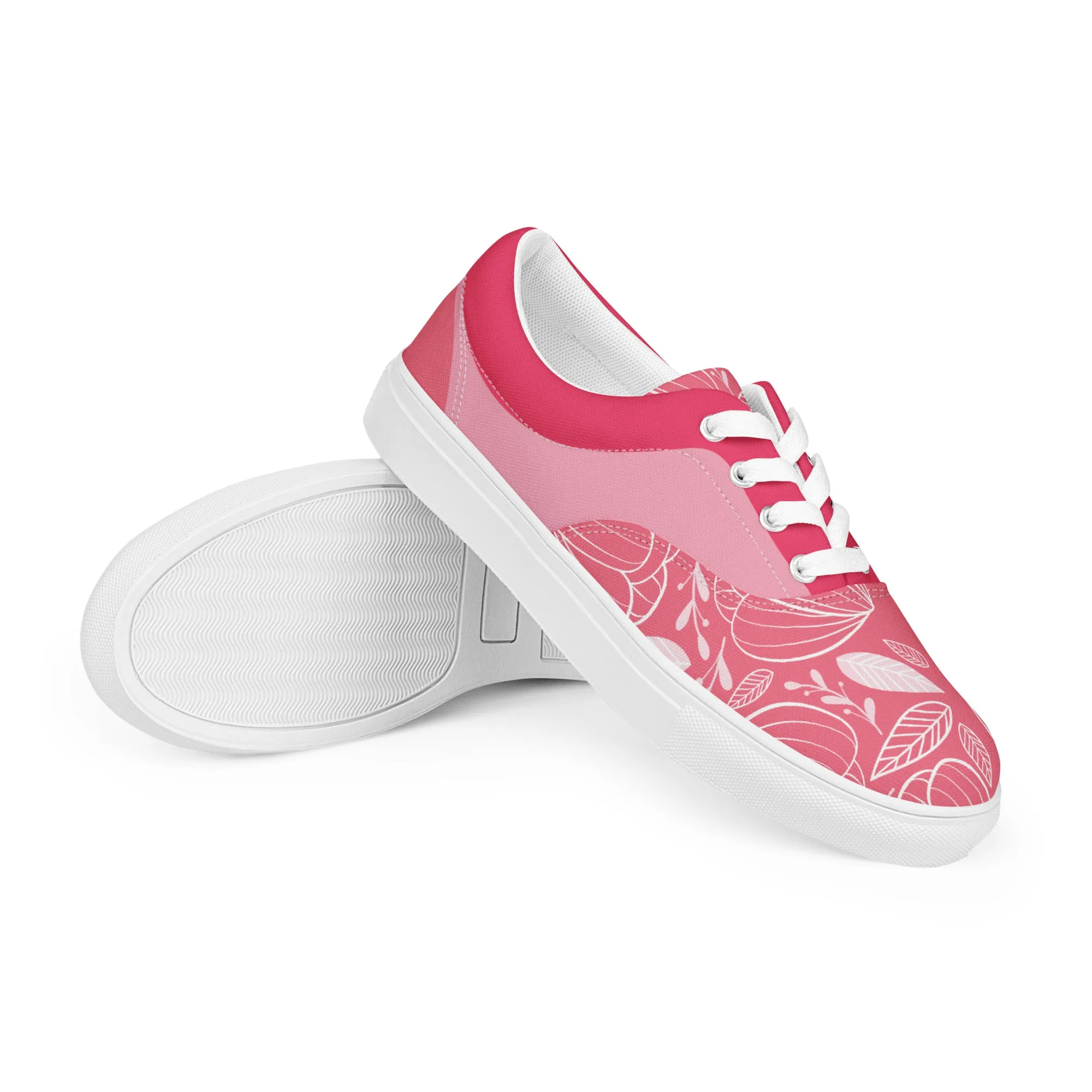 Floral Bliss Women's Lace-Up Canvas Sneakers