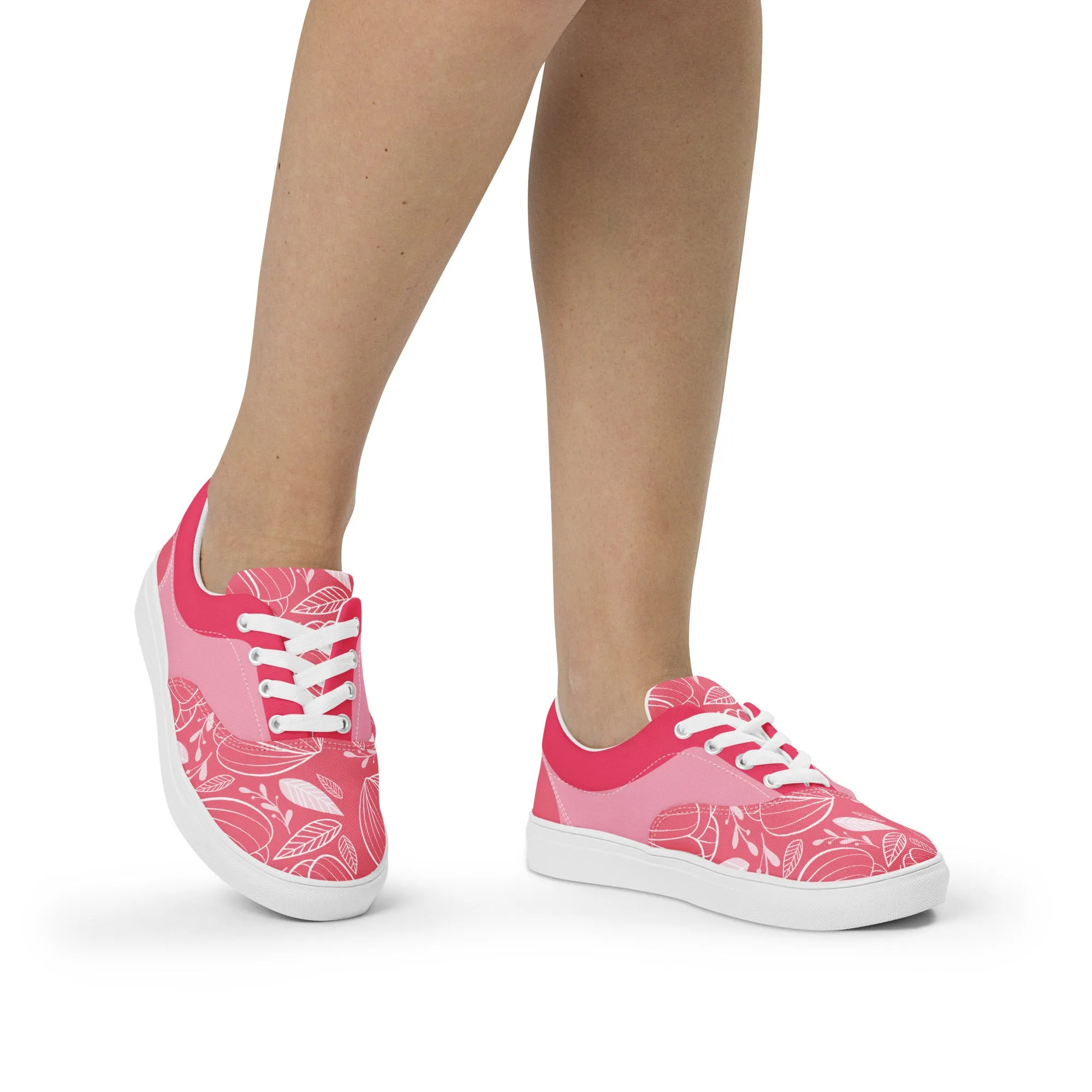 Floral Bliss Women's Lace-Up Canvas Sneakers