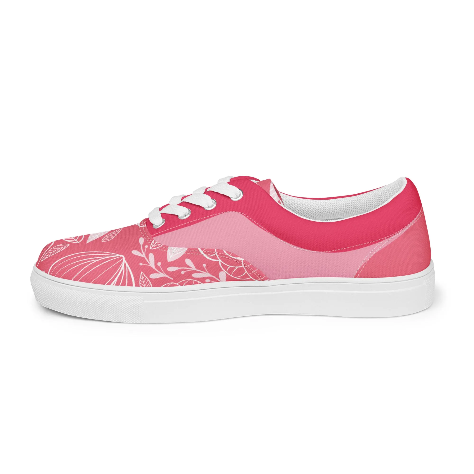 Floral Bliss Women's Lace-Up Canvas Sneakers