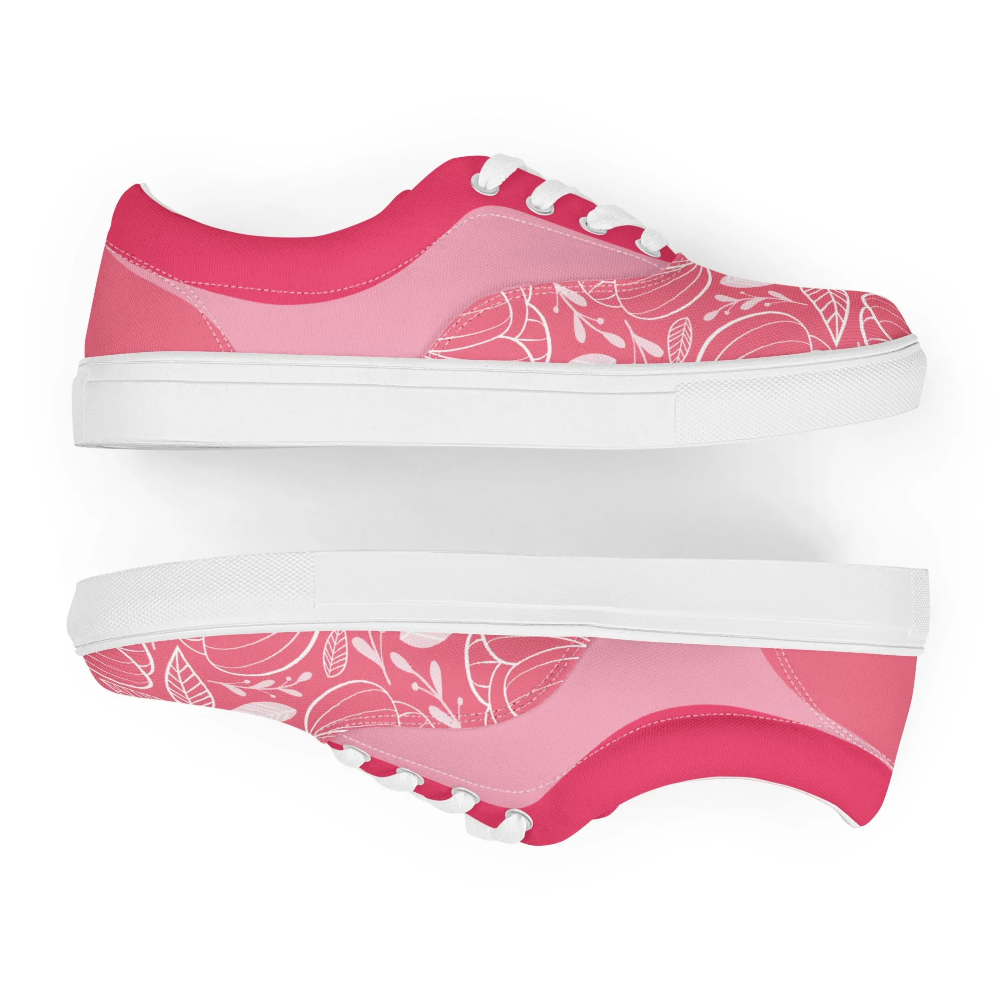 Floral Bliss Women's Lace-Up Canvas Sneakers