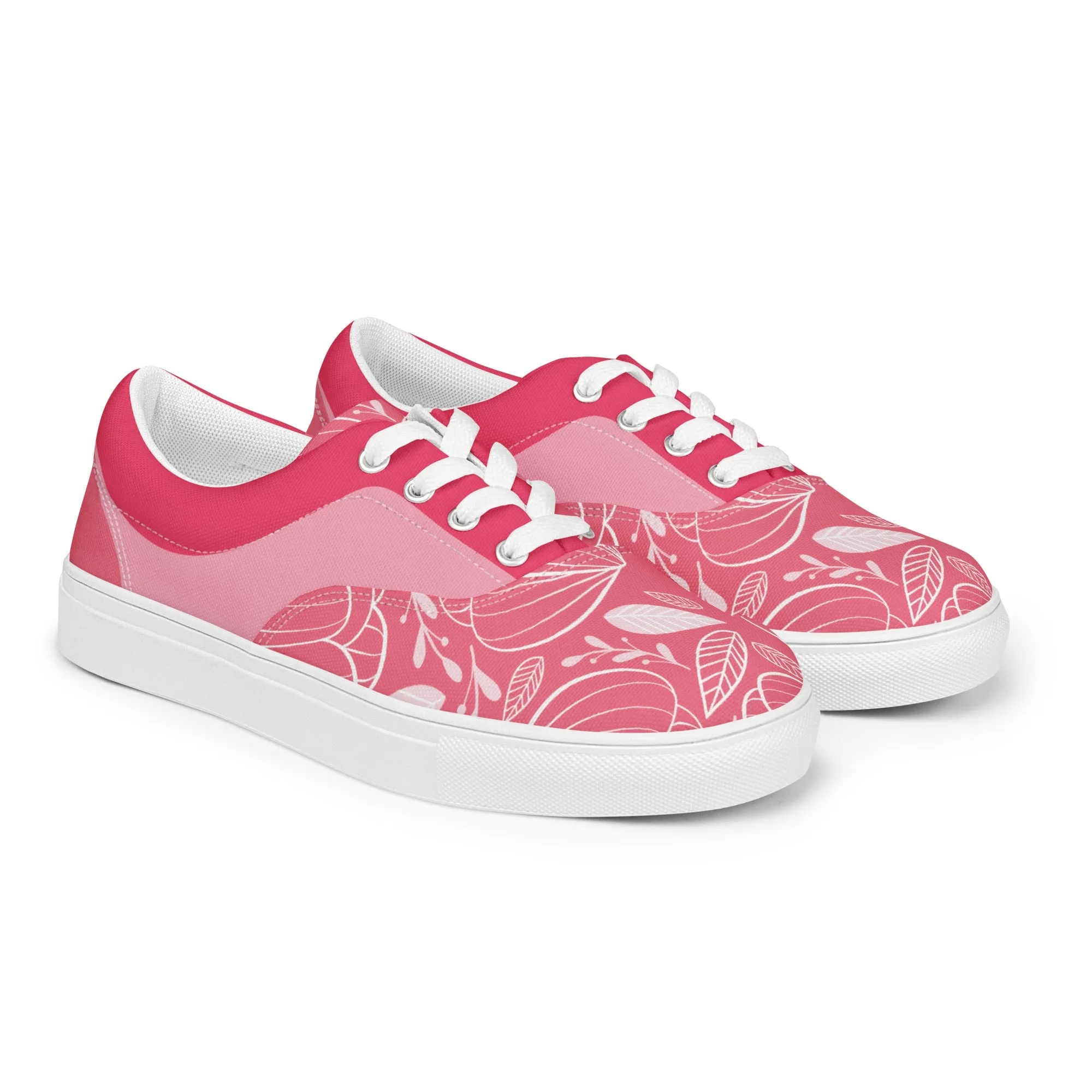 Floral Bliss Women's Lace-Up Canvas Sneakers