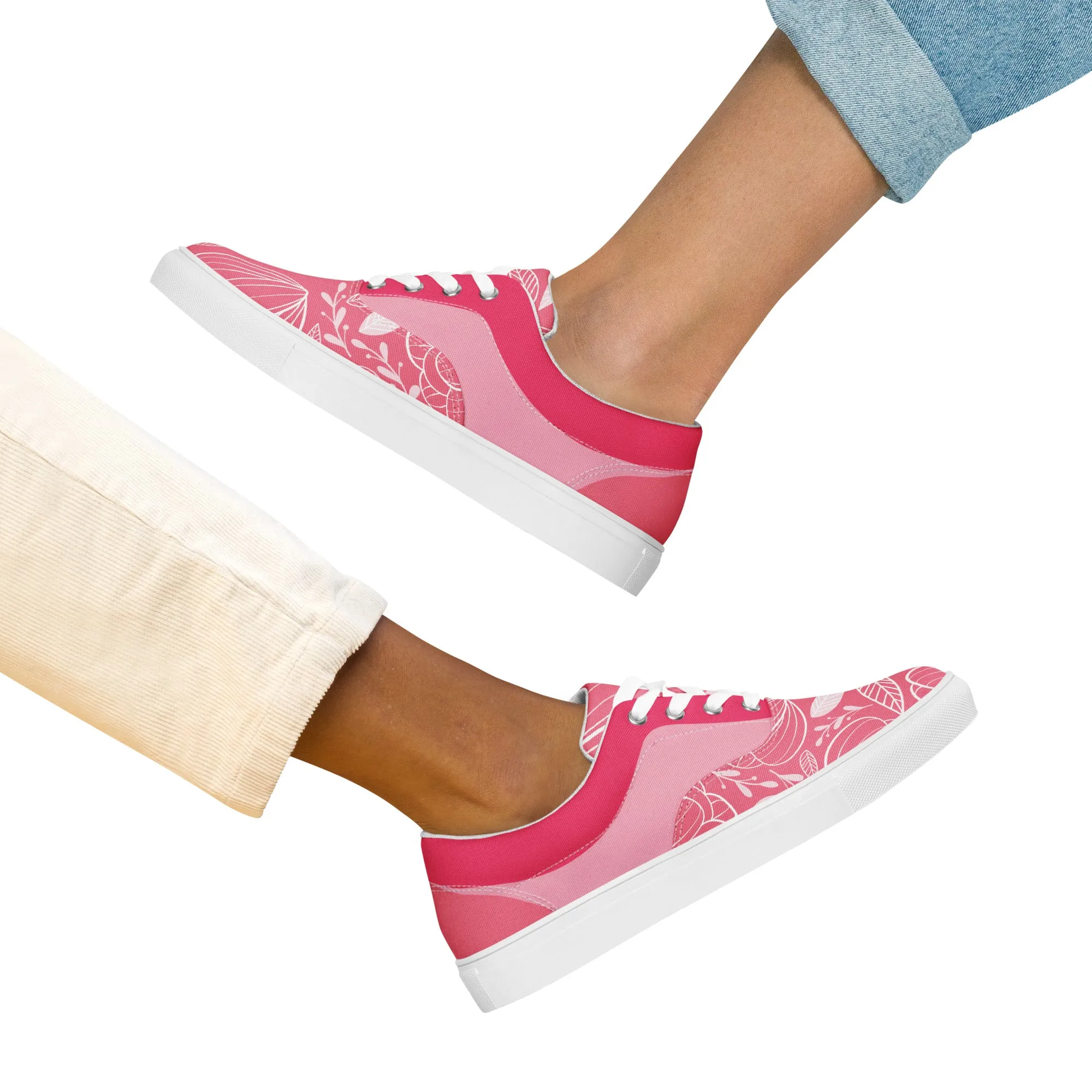 Floral Bliss Women's Lace-Up Canvas Sneakers