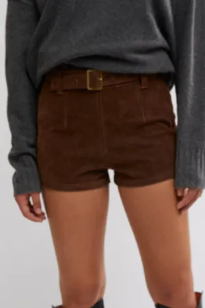 Free People: Jada Suede Short in Shaved Chocolate