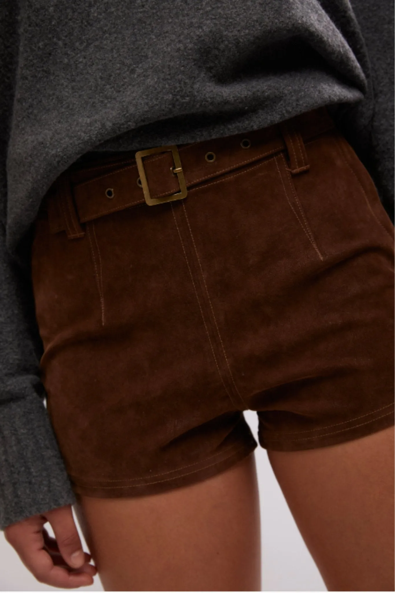 Free People: Jada Suede Short in Shaved Chocolate