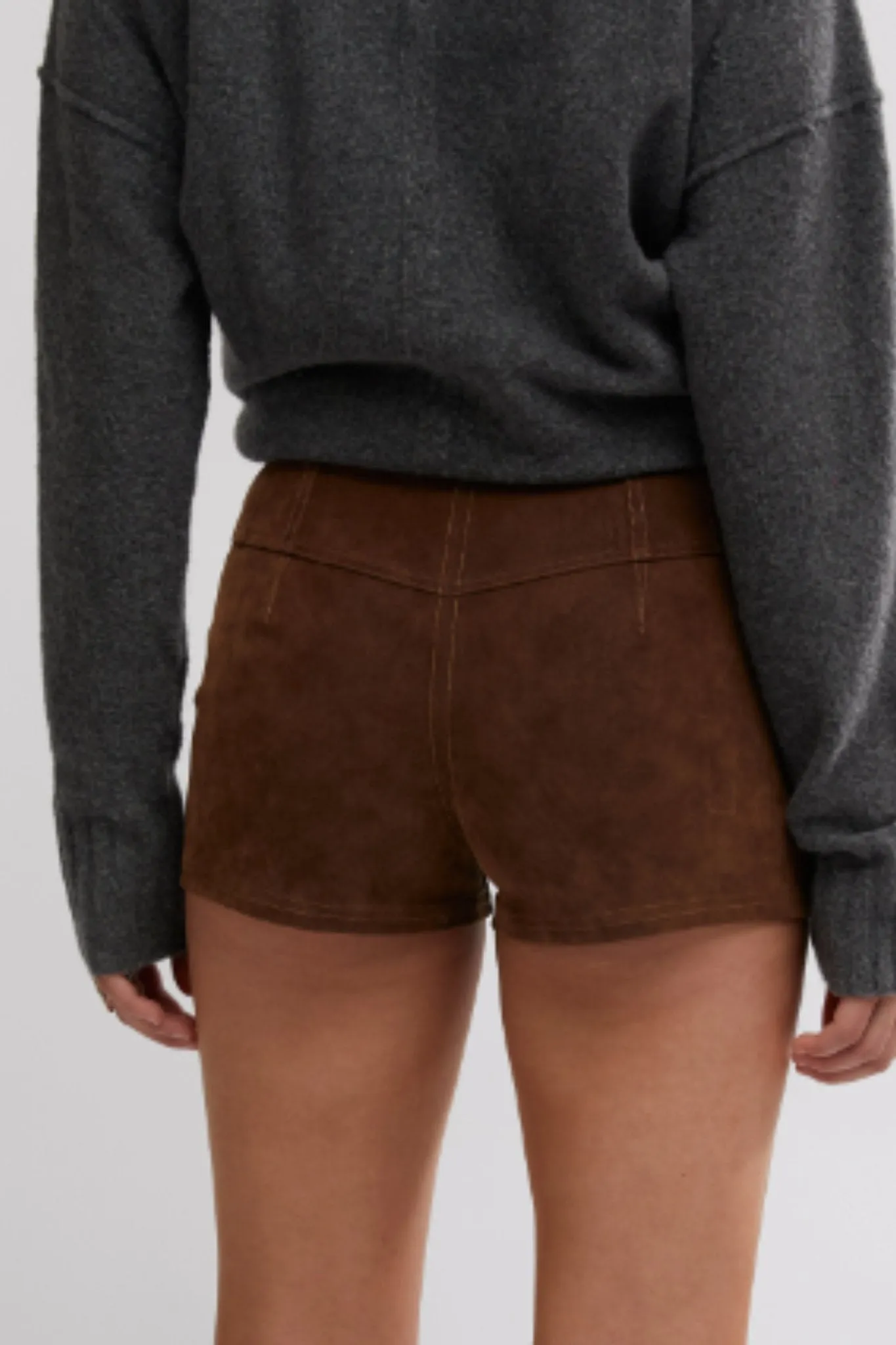 Free People: Jada Suede Short in Shaved Chocolate