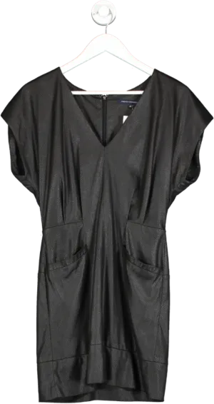 French Connection Black Suede Effect Mini Dress UK 6