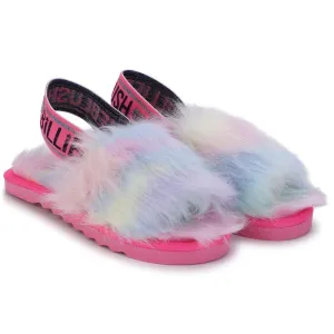 Girls Pink Multi Coloured Sliders