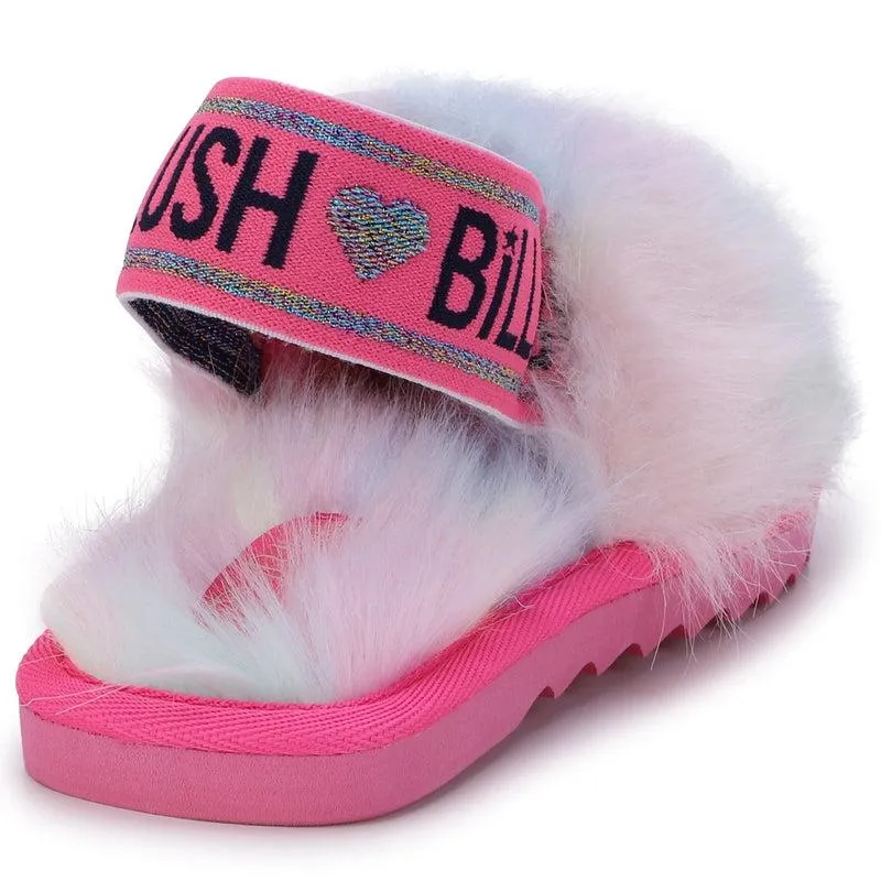 Girls Pink Multi Coloured Sliders