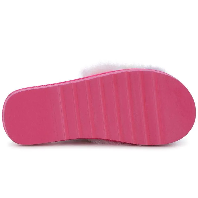 Girls Pink Multi Coloured Sliders
