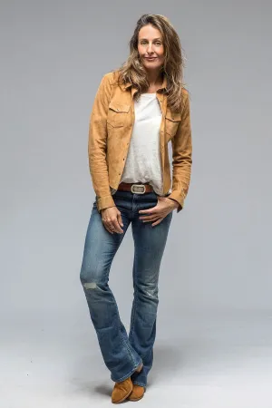 Giulia Suede Snap Shirt in Cognac