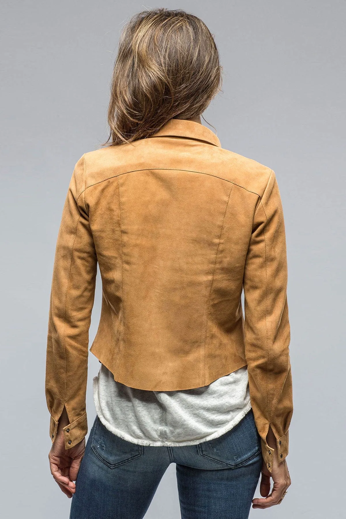 Giulia Suede Snap Shirt in Cognac